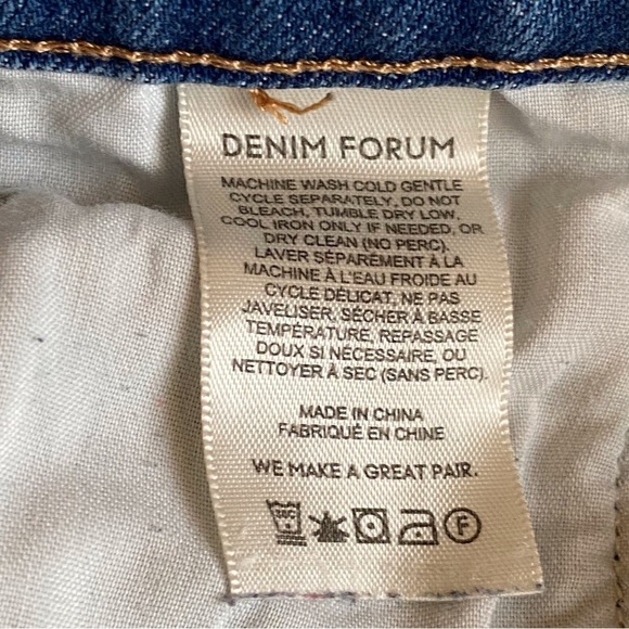 Denim Forum The Yoko High Rise Slim Womans Size 28 In My Bleu L'amour Distressed - Picture 11 of 14